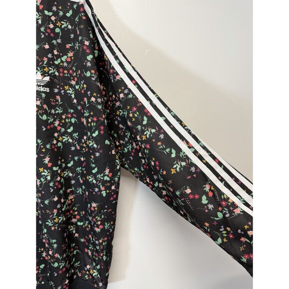 Adidas Womens Originals Black Floral Long Sleeve  Sweatshirt Crew Neck Sz Xl - Picture 3 of 13